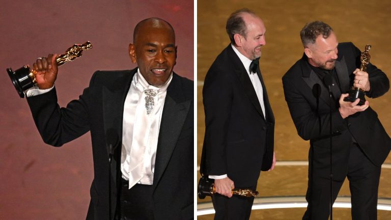 Photo collage of Wicked directors and production at the 2025 Oscars